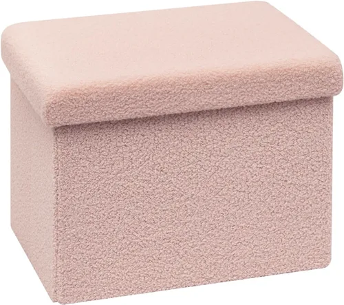 Vista 9 de B FSOBEIIALEO - Otomana de almacenamiento en forma de cubo pequeña, reposapiés de Sherpa, otomanas plegables portátiles de bouclé, piel sintética