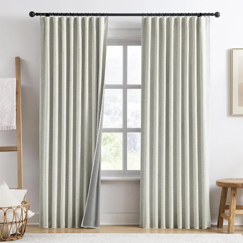 Vista 20 de RAIN CITY 2 paneles de cortinas extra anchas de 96 pulgadas de largo, de Beige