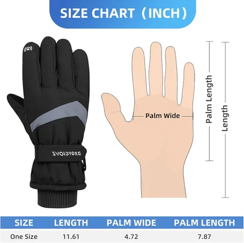Vista 7 de Guantes de esquí para hombre, guantes de invierno impermeables para pantalla táctil, guantes de nieve cálidos, guantes de snowboard para hombre
