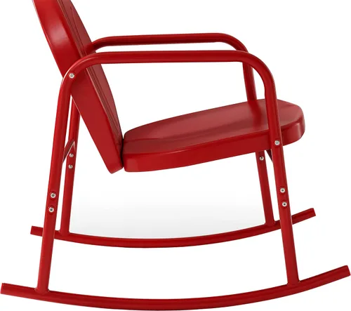 Vista 11 de Crosley Furniture Griffith - Juego de 2 mecedoras de metal retro para exteriores, para porche, terraza, balcón, patio trasero, rojo brillante