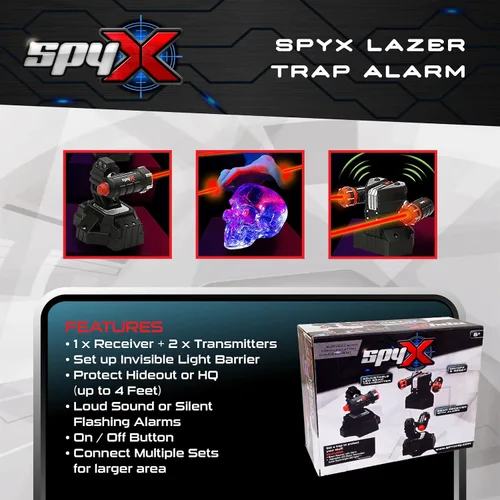 Vista 3 de SpyX / Lazer Trap Alarm - Juguete de alarma láser seguro para niños espía para proteger cosas. artilugio espía haz infrarrojo invisible para niños.