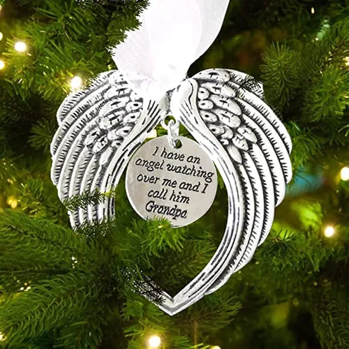 Vista 3 de Adornos Colgantes Conmemorativos de Navidad Alas de Ángel, Regalos de Memoria Colgante "I Have a Angel Watching Over Me I Call Her Aunt", Regalo