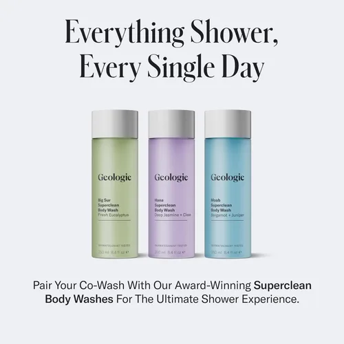 Vista 6 de Geologie Smoothing Hair Co-Wash Limpiador 4 en 1, acondicionador, máscara y suero Aceite de aguacate, aceite de coco, escualano y fórmula