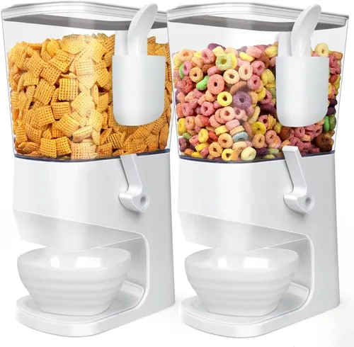 Vista 11 de Dispensador de cereales para encimera con cuencos y cucharas, contenedores de cereales para almacenamiento en despensa, organizador de aperitivos