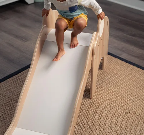 Vista 4 de Avenlur Nima - Tobogán interior con forma de elefante Montessori Waldorf, seguro, resistente y confiable, espacio de juego interior perfecto