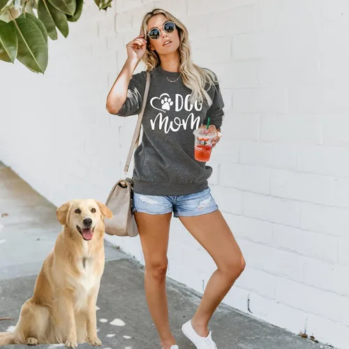 Vista 2 de VILOVE Sudadera con estampado de pata de perro para mujer, sudadera con estampado de patas de perro, sudadera divertida con gráficos divertidos