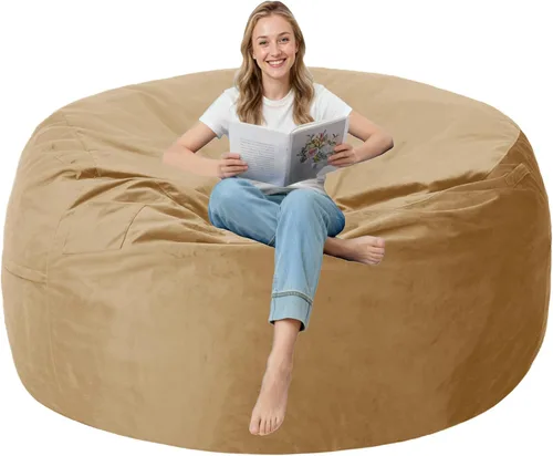 Vista 35 de Silla Puf de 2 Pies con Funda de Terciopelo Ultra Suave Sofá Puf con Espuma con Memoria Sillas Puf de Tamaño Grande Sofá Perezoso para Dormitorio