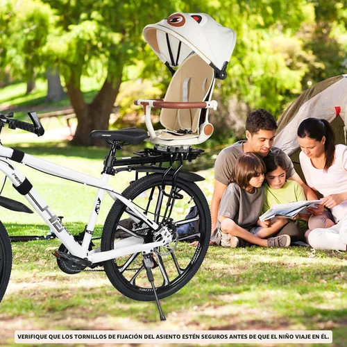 Vista 7 de XIEEIX Asiento trasero de bicicleta para niños, asientos de bicicleta para niños montados en la parte trasera, asiento infantil de montaje trasero