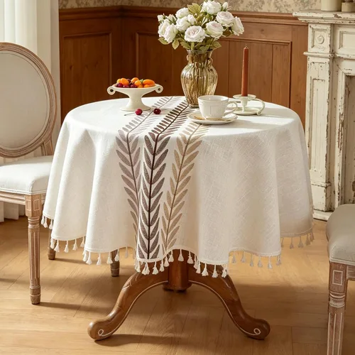 Vista 13 de Laolitou - Mantel para mesa de comedor, mantel rústico estilo de granja para cocina y mesa auxiliar, tela de lino de algodón, manteles rectangulares