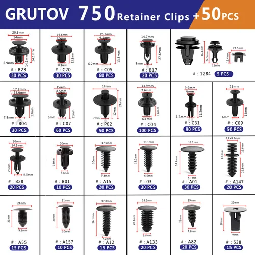 Vista 2 de Clips de Coche Remaches de Plástico Clips Retenedores de Escudo de Parachoques 800PCS Kit de Sujetadores de Árbol de Navidad para Coche Tamaños Más