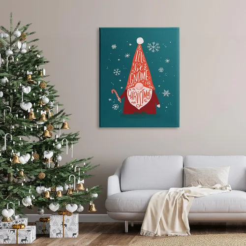Vista 2 de Stupell Industries Gnomo para juego de palabras navideñas divertido elfo de jardín, diseñado por Loni Harris, lienzo para pared, 36 x 48 pulgadas