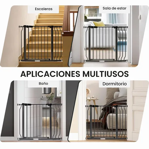 Vista 7 de ELEVON Puerta de bebé para puertas de escaleras, puerta de seguridad para mascotas con funciones de cierre automático/mantenimiento, se adapta a