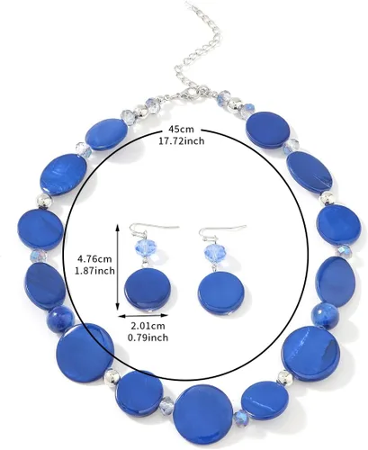 Vista 6 de Collar de cuentas gruesas, collar de concha colorida, juego de collar de moda para regalo de mujer