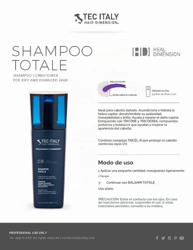 Vista 2 de Tec Italy Champú acondicionador total para cabello seco y dañado (paquete de 3)