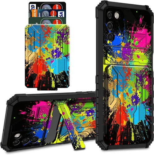 Vista 32 de Para Samsung Galaxy A03S Funda Para Teléfono Galaxy A03S Funda Billetera Con Titular De Tarjeta De Crédito Y Soporte De Doble Capa De PC Duro Funda
