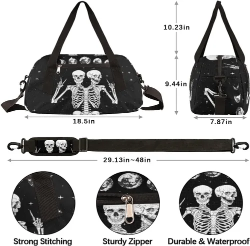 Vista 4 de AUUXVA Divertida bolsa de lona para niños y niñas, bolsa de baile, bolsa de gimnasio deportiva de luna espacial, bolsa de viaje para la noche, bolsa