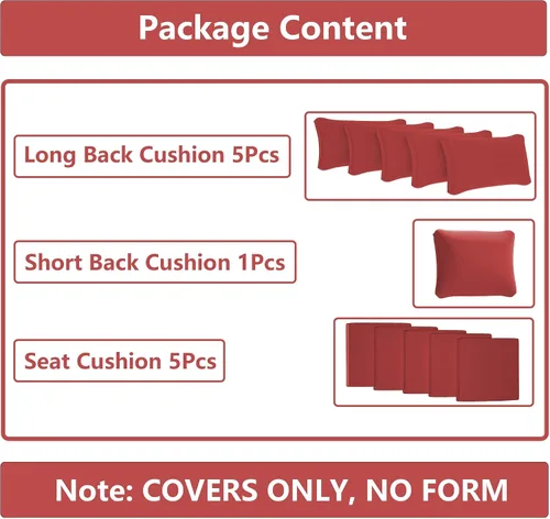 Vista 5 de Gotland Fundas de repuesto para cojines de patio, fundas de cojín para exteriores, funda impermeable para asiento de silla para sofá, muebles Rojo