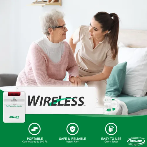 Vista 4 de Smart Caregiver - Sistema de alarma inalámbrico para cama – Almohadilla de alarma inalámbrica con detección de peso (10 x 30 pulgadas) con monitor