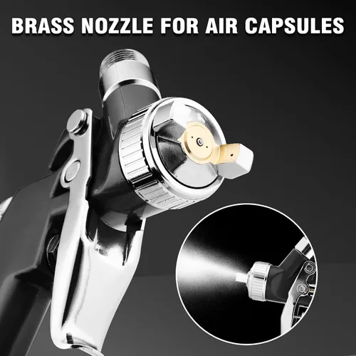 Vista 2 de Mini HVLP Pistola pulverizadora de aire en kit, con boquillas de 0.8mm y 1.0mm y taza de 125cc, pequeño pulverizador de pintura automotriz, pistolas