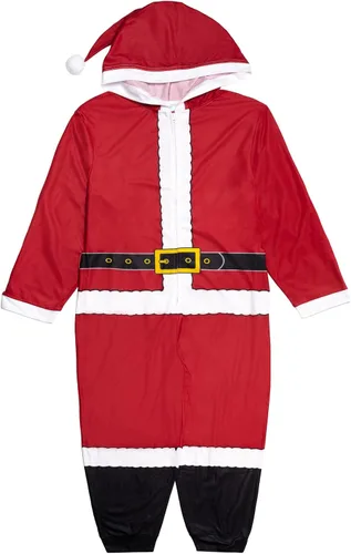 Vista 2 de Dreamwave Christmas Santa Claus Fleece Zip Up Costume Coverall Toddler to Adult