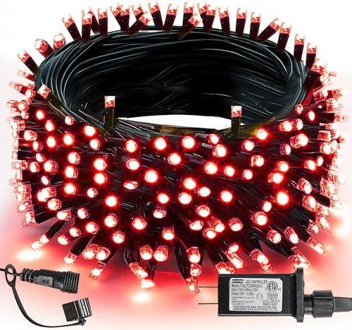 Vista 24 de TW SHINE - Luces de Navidad que cambian de color, 200 luces LED RGB de 66 pies, luces de Halloween para exteriores con control remoto, impermeables