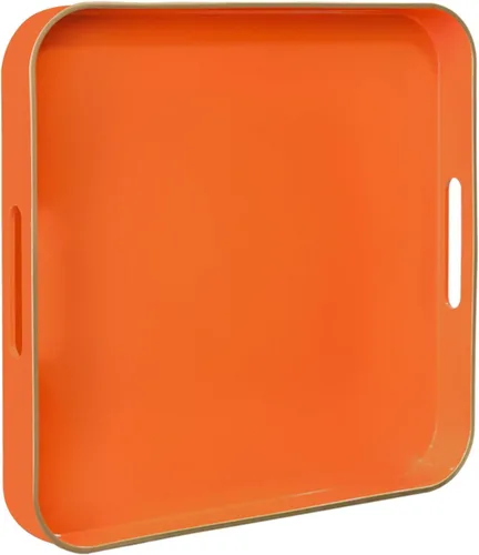 Vista 8 de MAONAME - Bandeja decorativa verde oscuro, bandeja de servir redonda de 13 pulgadas con asas, bandejas de plástico para mesa de café, bandejas