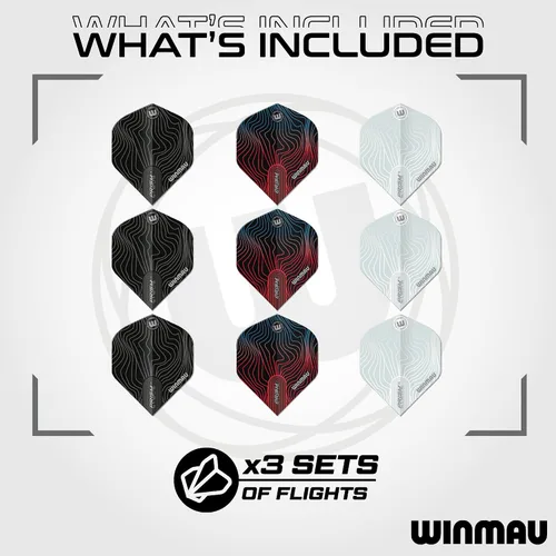 Vista 2 de WINMAU Prism Alpha Solar Design Dart Flight Packs - 3 sets per pack (9 flights in total)