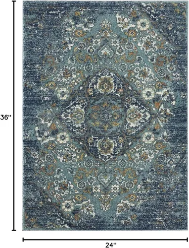 Vista 2 de Luxe Weavers 4620 Marine 2x3 - Alfombra floral envejecida