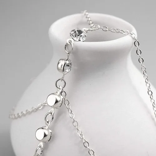 Vista 5 de Suyi - Pulsera con anillo, cadena y diamantes de imitación para mujeres y chicas