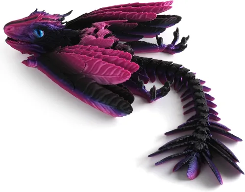 Vista 18 de Guwewu Wyvern Emplumado, Dragón Fidget Articulado Impreso en 3D - Azurewing