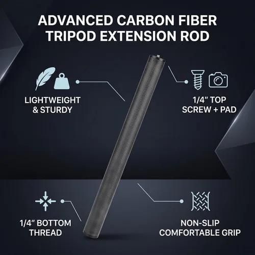 Vista 2 de Tubo de extensión de trípode para cardán, barra de extensión de fibra de carbono, accesorio extensor de poste ligero para estabilizador de trípode