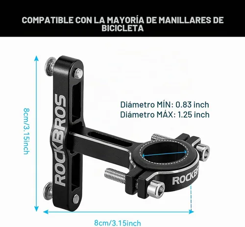 Vista 4 de ROCKBROS Adaptador de jaula de botella de bicicleta, manillar de bicicleta, soporte de botella de agua, soporte de botella de aluminio ajustable