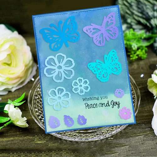 Vista 5 de 17 troqueles de corte de plantilla en relieve, hojas de mariposa y flores de AIFUDA para manualidades, álbumes de recortes, marco de fotos, álbum