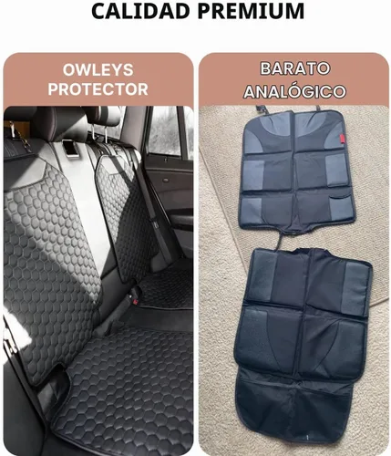 Vista 8 de Owleys Protector de Asiento de Coche de Cuero Premium para Asiento de Coche Infantil, Cubierta de Asiento de Coche contra Rasguños y Suciedad Negro