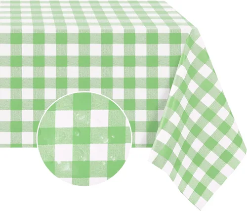 Vista 23 de Romanstile Mantel rectangular de vinilo, 100% impermeable, mantel de plástico a cuadros de búfalo, resistente y lavable para exteriores, campamento