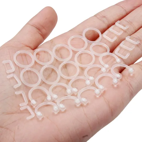Vista 3 de 30 piezas 14G 16G Retenedor de tabique de plástico transparente anillo de tabique flexible joyería para el trabajo, cirugía deportiva, resonancia