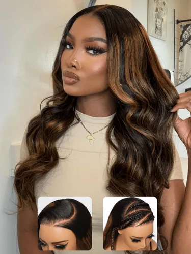 Vista 19 de Nadula Pre Everything Body Wave 13x4 Peluca de encaje frontal con cabello humano, onda corporal, con cordón elástico, sin pegamento, pre-arrancada