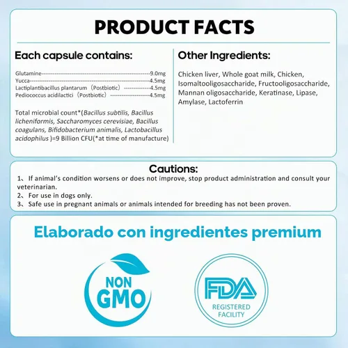 Vista 7 de Suplemento probiótico para perros para apoyo intestinal digestivo