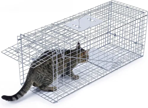 Vista 8 de Live Feral Cat Trap 33 Inch Foldable Humane Cage for Strays