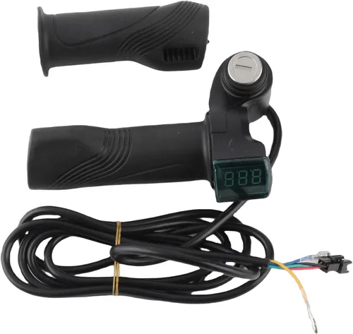 Vista 7 de Agarres eléctricos universales para manillar, 1 par de pantallas de voltaje de batería LCD impermeables con función de bloqueo para bicicleta