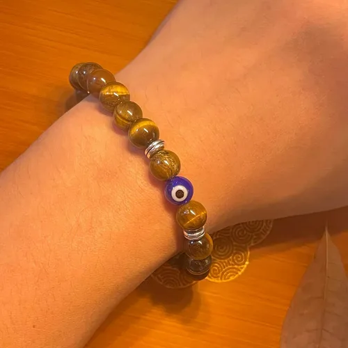 Vista 4 de HOHOTANG Pulsera contra el mal de ojo para hombre, pulsera de cuentas de piedra natural, amuleto de protección de la suerte para hombres, familiares