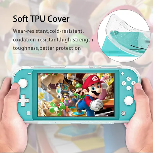 Vista 4 de DLseego Funda protectora compatible con Nintendo Switch Lite funda de TPU suave con purpurina con absorción de golpes y antiarañazos funda