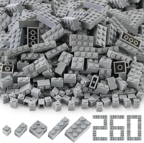 Vista 8 de Juego de 260 piezas de ladrillos a granel de ladrillos de construcción creativos básicos, piezas de accesorios de juguete, compatibles
