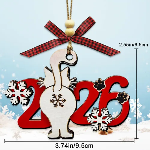 Vista 5 de Adornos de Navidad para gatos 2025, adorno divertido para árbol de Navidad, adornos únicos y lindos de madera para decoración - Regalos para amantes