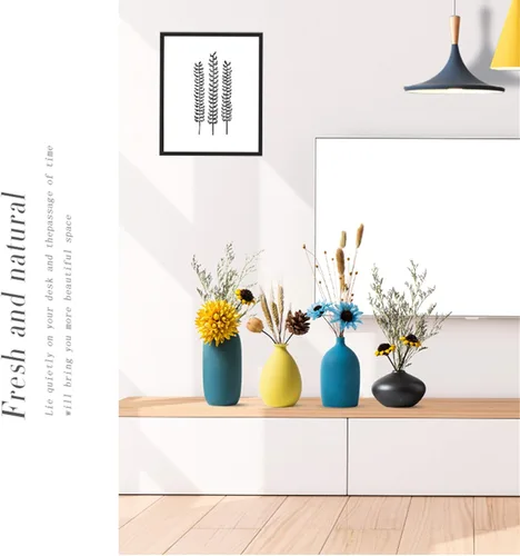 Vista 3 de Jarrón decorativo pequeño de cerámica, juego de 4 jarrones de flores