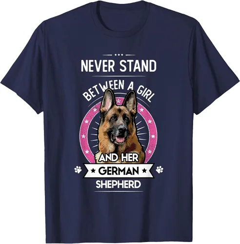 Vista 22 de Never Stand Between A Girl and Her German Shepherd T-Shirt Asphalt Grey