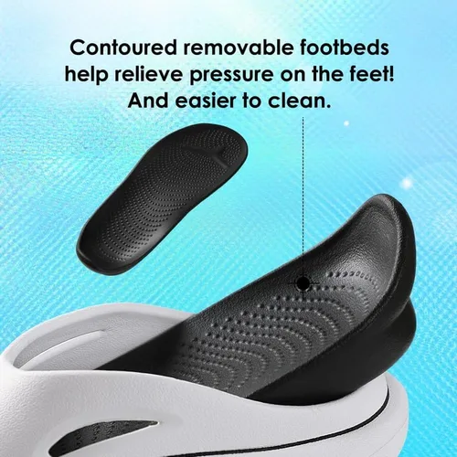 Vista 5 de Menore Recovery Slides for Women Men with Arch Support Sport Sandals Cushion Cloud Slippers Reduces Stress on Feet Non-Slip Shower Shoes Indoor &