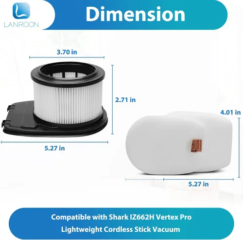 Vista 7 de IZ662H - Filtro para Shark IZ662H IZ631H WZ531H IZ682H Vertex Pro aspiradora inalámbrica ligera, parte XHFIZ500 y XFFKIZ600, paquete de 2 filtros