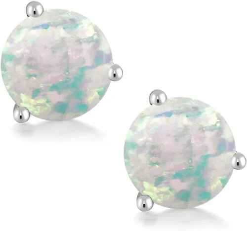 Vista 11 de Gem Stone King Aretes de oro de 14 quilates, 0.236 in, piedra natal redonda, Martini, 3 puntas, aretes de oro para mujer