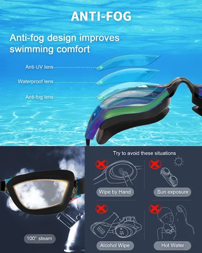 Vista 5 de gafas de natación para niños con pinza para la nariz, tapones para los oídos, puente de nariz para niños de 3 a 15 años